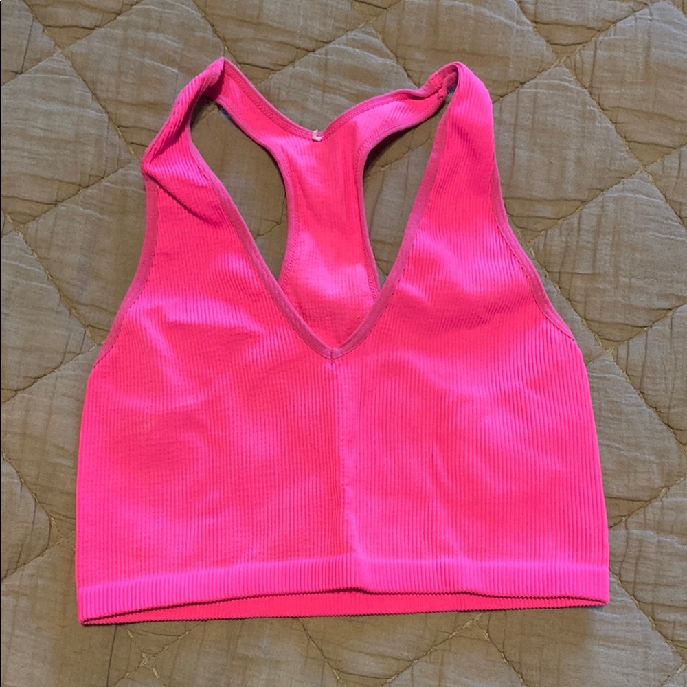 Free People Pink Sports Bra Racerback Moisture-Wicking